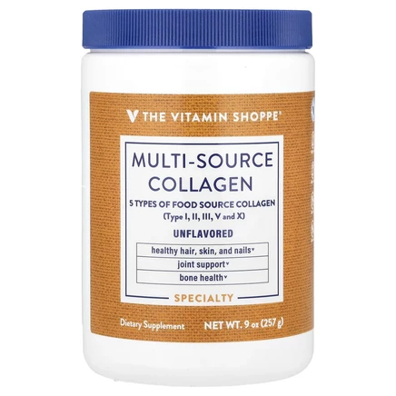 The Vitamin Shoppe, Multi-Source Collagen, без добавок, 257 г (9 унций)