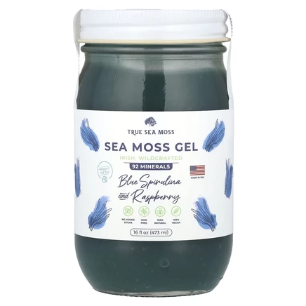 True Sea Moss, Гель с морским мохом, голубая спирулина и мята, 453 г (16 жидк. Унций)