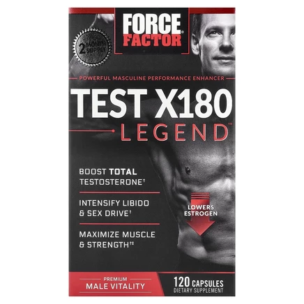 Force Factor, Test X180 Legend, усилитель тестостерона, 120 капсул