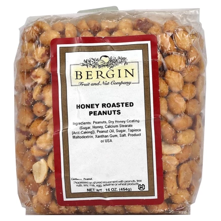 Bergin Fruit and Nut Company, Арахис, обжаренный с медом, 454 г (16 унций)