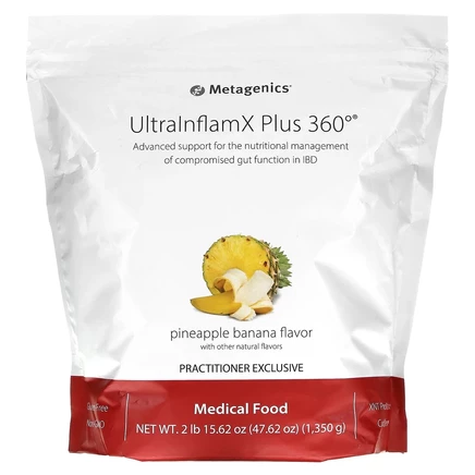 Metagenics, UltralnflamX Plus 360 °, медицинское питание, ананас и банан, 1350 г (47,62 унции)