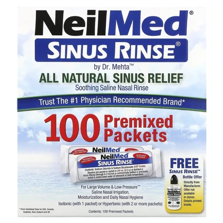 NeilMed, Sinus Rinse, натуральное средство для промывания носа, 100 пакетиков