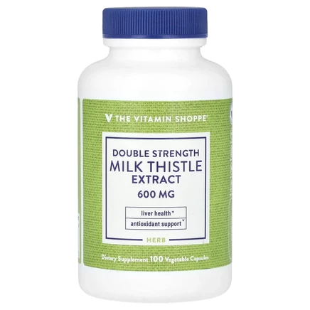 The Vitamin Shoppe, экстракт расторопши, двойная сила, 600 мг, 100 растительных капсул