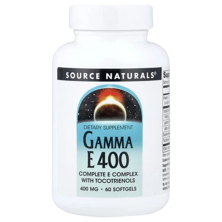 Source Naturals, комплекс Gamma E 400 с токотриенолами, 400 мг, 60 мягких таблеток