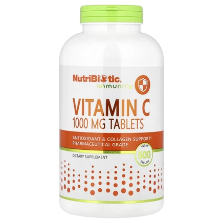 NutriBiotic, Immunity, витамин C, 1000 мг, 500 веганских таблеток