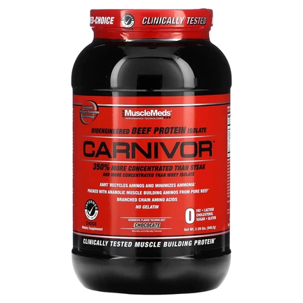 MuscleMeds, Carnivor, биоинженерный изолят говяжьего протеина, шоколад, 949,2 г (2 фунта)