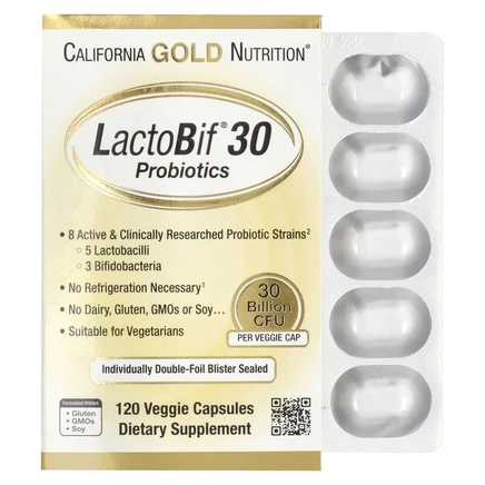 California Gold Nutrition, LactoBif, 30 млрд КОЕ, 120 растительных капсул