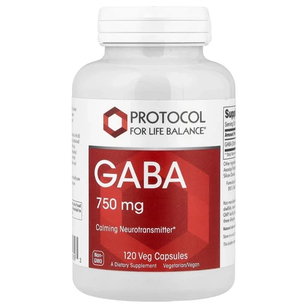 Protocol for Life Balance, ГАМК, 750 мг, 120 растительных капсул