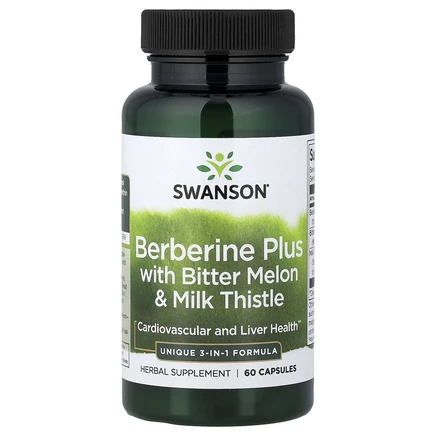 Swanson, Berberine Plus с горькой дыней и расторопшей, 60 капсул