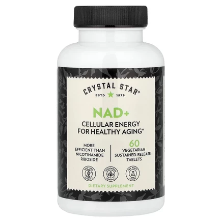 Crystal Star, NAD+, 60 вегетарианских таблеток длительного высвобождения