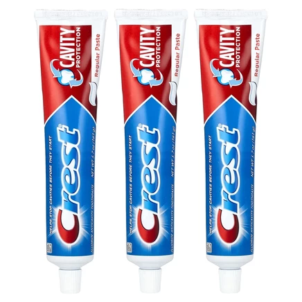 Crest, Cavity Protection, зубная паста против кариеса с фтором, обычная паста, 3 тюбика по 161 г (5,7 унции)
