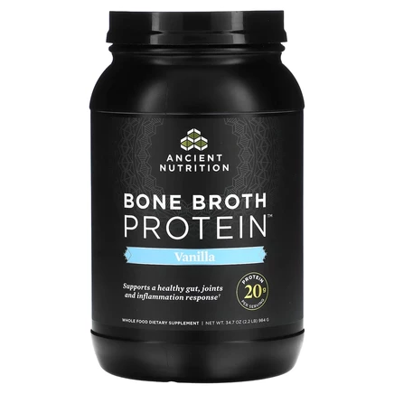 Ancient Nutrition, Bone Broth Protein, со вкусом ванили, 984 г (2,2 унции)