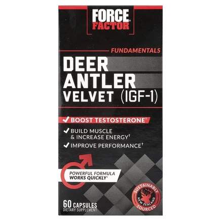 Force Factor, кожа из оленьих пантов (IGF-1), 60 капсул