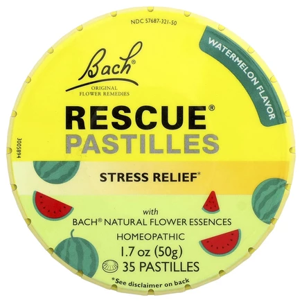 Bach, Rescue® Pastilles, для снятия стресса, арбуз, 35 пастилок, 50 г (1,7 унции)