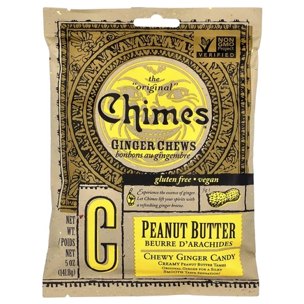 Chimes, жевательные таблетки с имбирем, арахисовая паста, 141,8 г (5 унций)