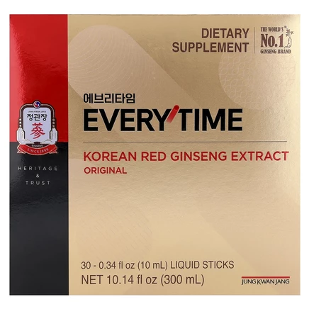 JungKwanJang, Экстракт корейского красного женьшеня, Everytime, оригинальный, 30 жидких стиков по 10 мл (0,34 жидк. Унции)