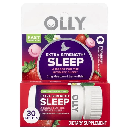 OLLY, Extra Strength Sleep, клубника, 30 таблеток