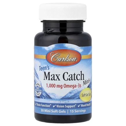 Carlson, Teen's Max Catch мини, 1000 мг, 30 мини-капсул (500 мг в 1 капсуле)