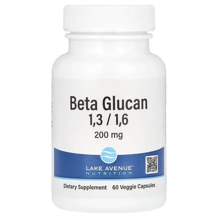 Lake Avenue Nutrition, бета-глюкан 1–3, 1–6, 200 мг, 60 растительных капсул