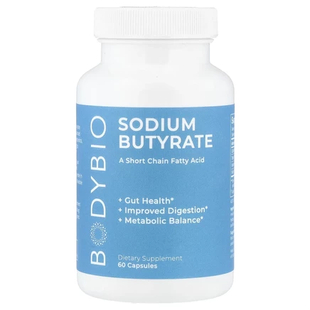 BodyBio, бутират натрия, 60 капсул без ГМО