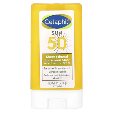 Cetaphil, Минеральный солнцезащитный стик-стик, SPF 50, 14 г (0,5 унции)