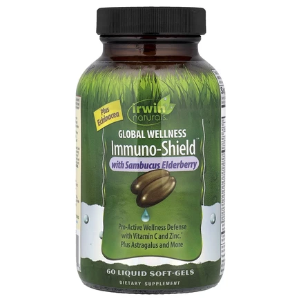 Irwin Naturals, Global Wellness Immuno-Shield с ягодами бузины, 60 желатиновых капсул