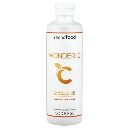 Codeage, Nanofood, Wonder-C, добавка с витамином C, со вкусом апельсина и мандарина, 450 мл (15,22 жидк. унции)