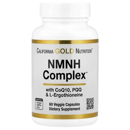 California Gold Nutrition, NMNH Complex, комплекс с коэнзимом Q10, PQQ и L-эрготионеином, 60 вегетарианских капсул