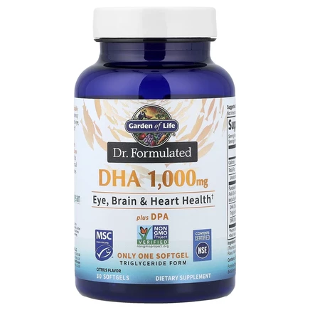 Garden of Life, Dr. Formulated, ДГК и ДПК, с цитрусовым вкусом, 1000 мг, 30 капсул