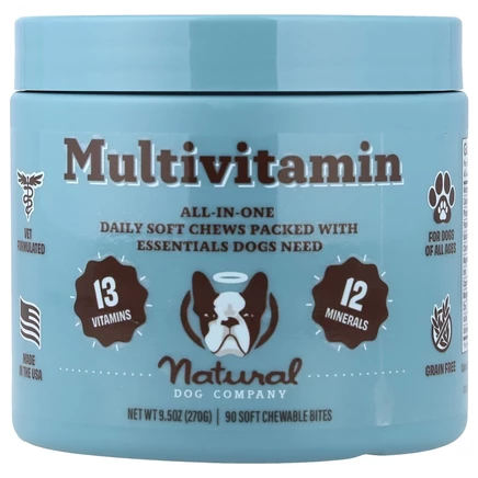 Natural Dog Company, мультивитамины, для собак всех возрастов, 90 мягких жевательных таблеток, 270 г (9,5 унции)