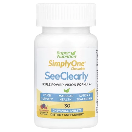 Super Nutrition, SimplyOne, добавка тройного действия для улучшения зрения, вкус лесных ягод, 30 жевательных таблеток