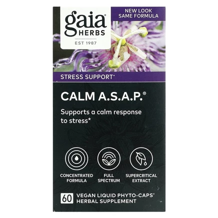 Gaia Herbs, Calm A.S.A.P., 60 веганских капсул Liquid Phyto-Caps