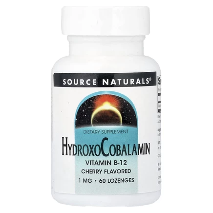Source Naturals, гидроксикобаламин, вишня, 1 мг, 60 пастилок