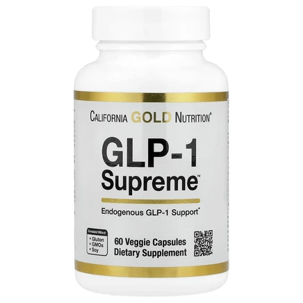 California Gold Nutrition, GLP-1 Supreme™, добавка с аккермансией, берберином, кверцетином и куркумином, 60 растительных капсул
