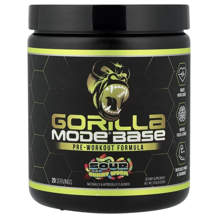 Gorilla Mind, Mode® Base, предтренировочная добавка, кислая жевательная мармеладка, 250 г (0,55 фунта)
