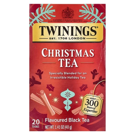 Twinings, Christmas Tea, черный чай, 20 чайных пакетиков, 40 г (1,41 унции)
