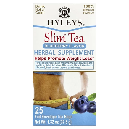 Hyleys Tea, Slim Tea, Со вкусом черники, 25 чайных пакетиков в фольгированных пакетиках, 1,32 унции (37,5 г)
