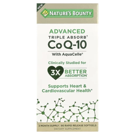 Nature's Bounty, Advanced Triple Absorb CoQ-10, 90 мягких таблеток с быстрым высвобождением
