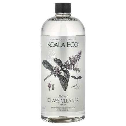Koala Eco, натуральное средство для мытья стекол, запасной блок, с эфирным маслом австралийской перечной мяты, 1 л (33,8 жидк. унции)