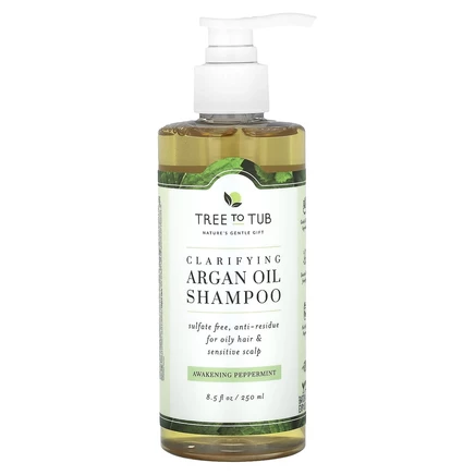 Tree To Tub, очищающий шампунь с аргановым маслом, бодрящая перечная мята, 250 мл (8,5 жидк. унции)