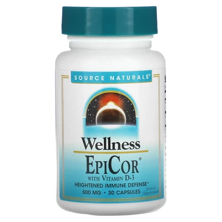 Source Naturals, Wellness, EpiCor с витамином D-3, 500 мг, 30 капсул