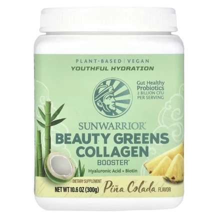 Sunwarrior, Beauty Greens Collagen Booster, пина-колада, 300 г (10,58 унции)