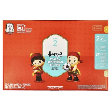 JungKwanJang, корейский детский тоник с красным женьшенем, этап 2, для детей 5–7 лет, 10 пакетиков по 20 мл (0,68 жидк. унции)