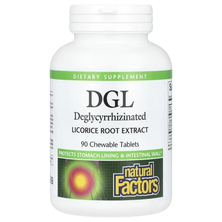 Natural Factors, DGL, глицирризинат экстракта из корня солодки, 90 жевательных таблеток