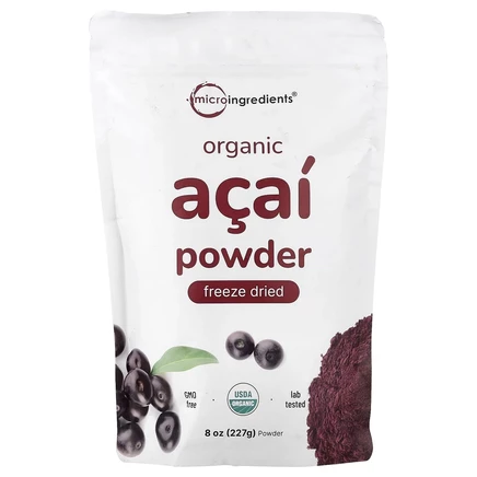 Micro Ingredients, органический порошок из ягод асаи, сублимированный, 227 г (8 унций)