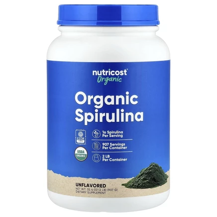 Nutricost, органическая спирулина, без добавок, 907 г (32,4 унции)