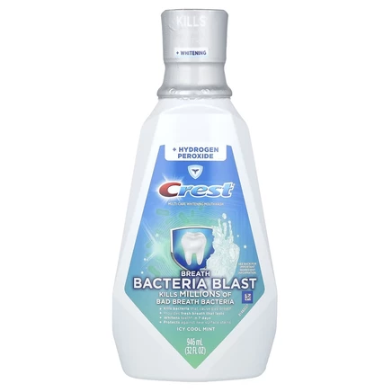 Crest, Multi-Care, отбеливающий ополаскиватель для рта, дыхание бактерий, холодящая мята, 946 мл (32 жидк. унции)