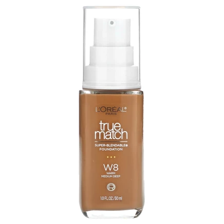 L'Oréal, True Match, супер-смешиваемая тональная основа, W8, теплая и средне-насыщенная, 30 мл (1 жидк. Унция)