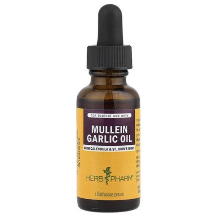 Herb Pharm, Масло коровяка, чеснока с календулой и зверобоем, 30 мл (1 жидк. Унция)
