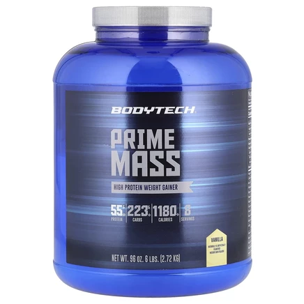 BodyTech, Prime Mass, средство для набора веса с высоким содержанием белка, ваниль, 2,72 кг (6 фунтов)